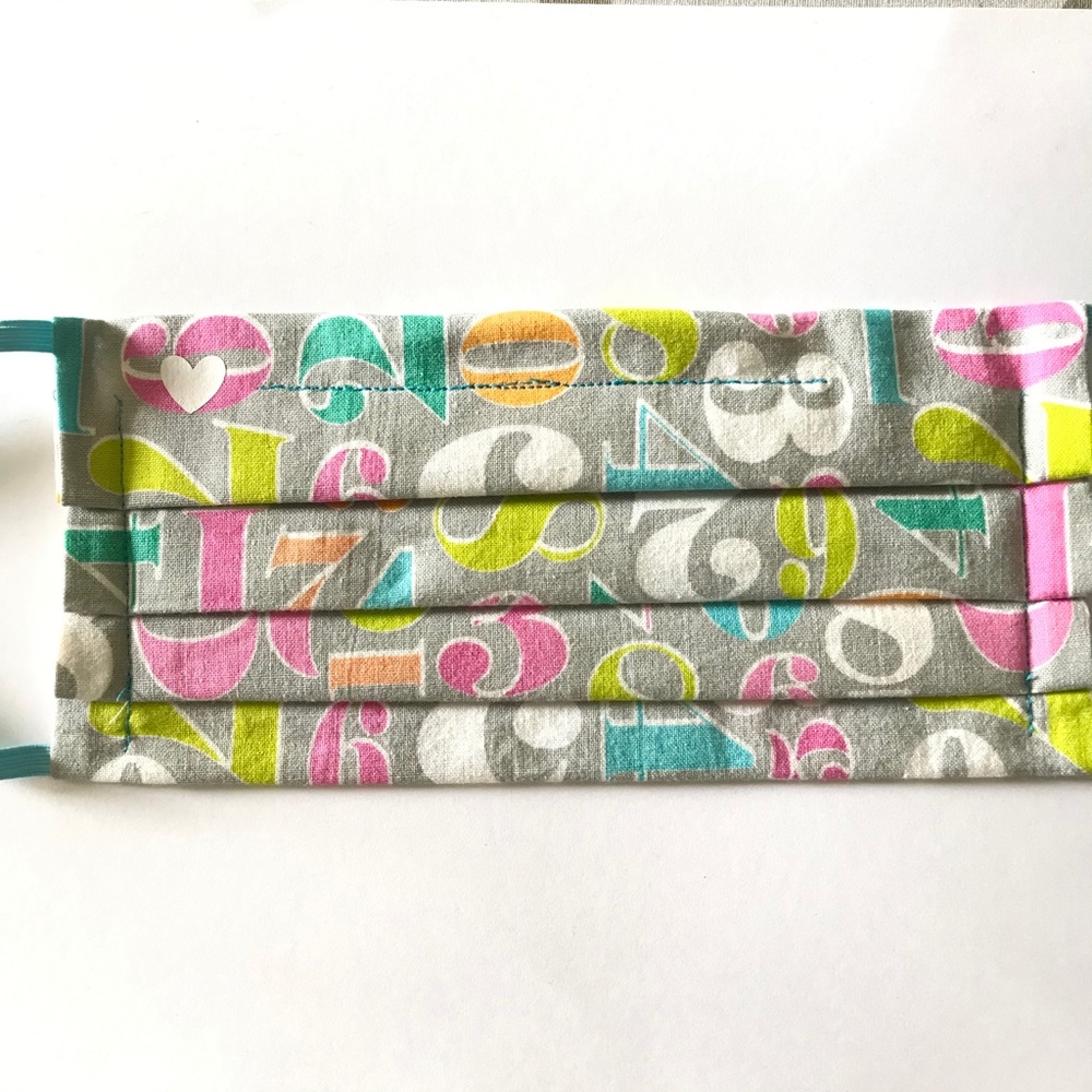 NWT - Adult Handmade Cloth Mask in Numbers Print